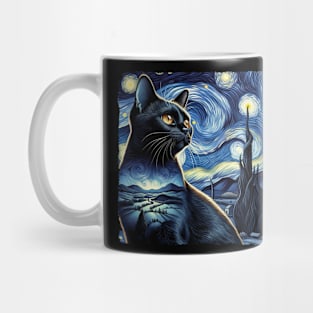 Bombay Starry Night Inspired - Artistic Cat Mug